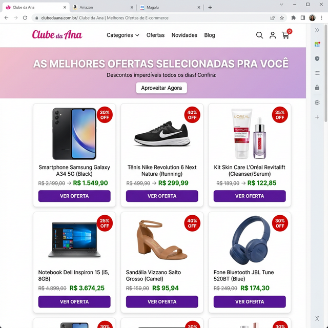 Exemplo de vitrine NimbroFlash — Clube da Ana